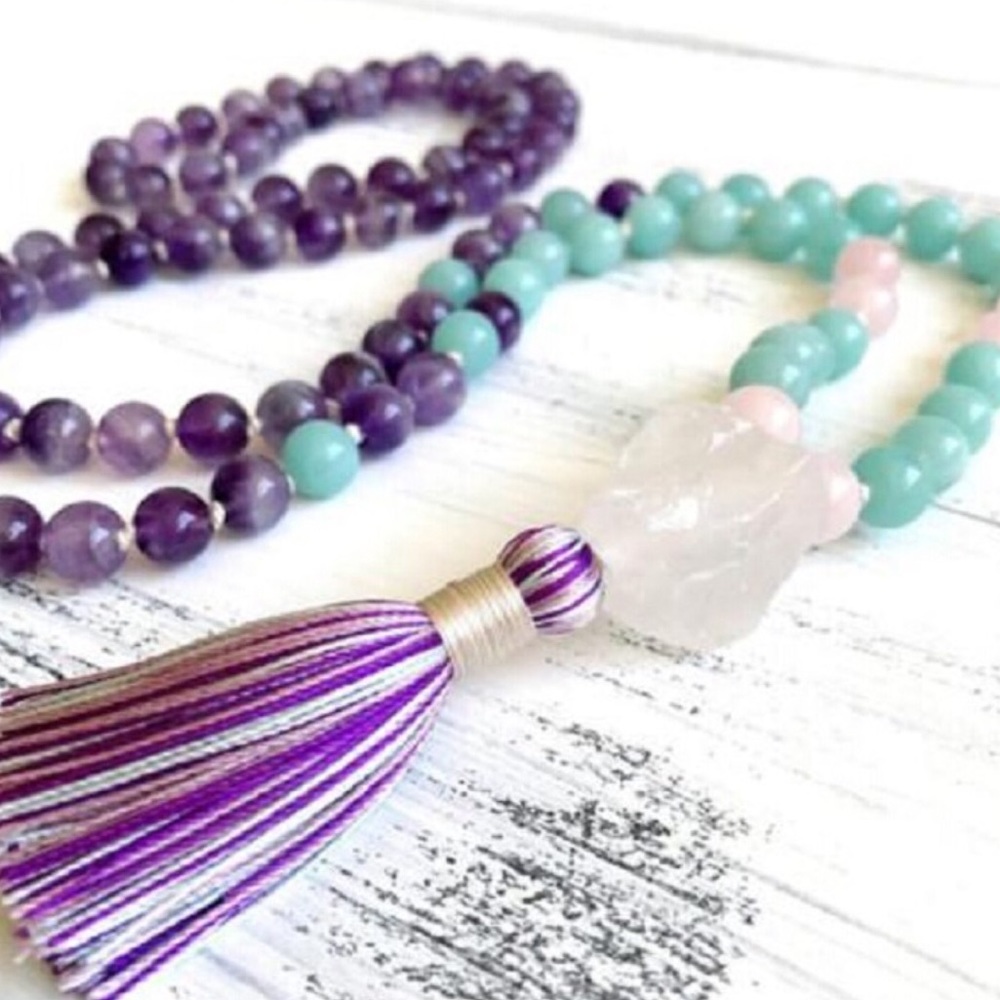 Amethyst, Aquamarine, Rose Quartz Reiki Necklace - Picture 3 of 6